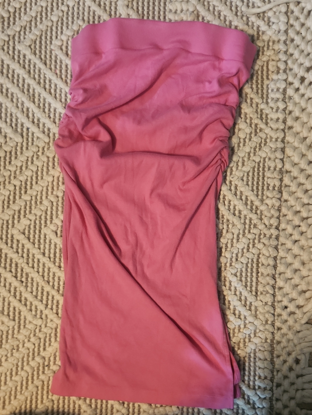 Michael Stars Stretch Ruched Pink Tube/Midi Skirt